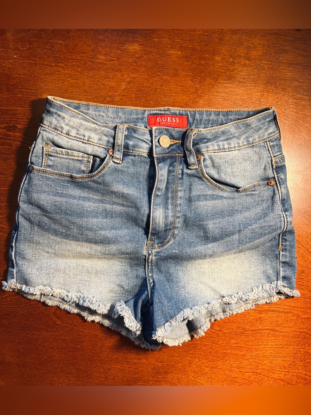 Guess Women's Light Blue Denim Frayed Hem Shorts